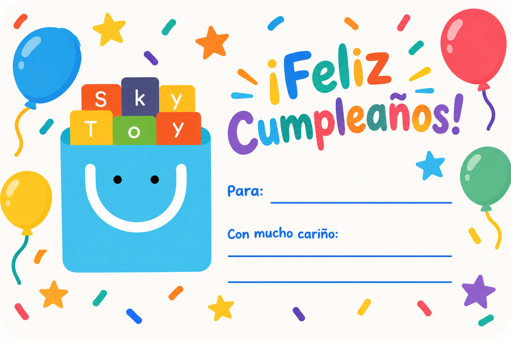 Tarjeta de regalo de cumpleaños con el logo de SkyToy